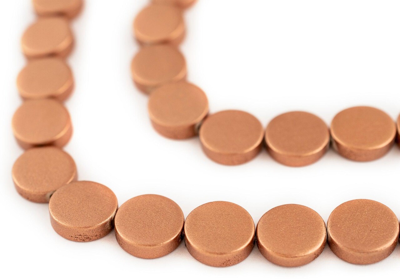 The Bead Chest Copper Circular Natural Wood Beads (15x15mm): Organic Eco-Friendly Wooden Bead Strand for DIY Jewelry, Crafts, Necklace and Bracelet Making